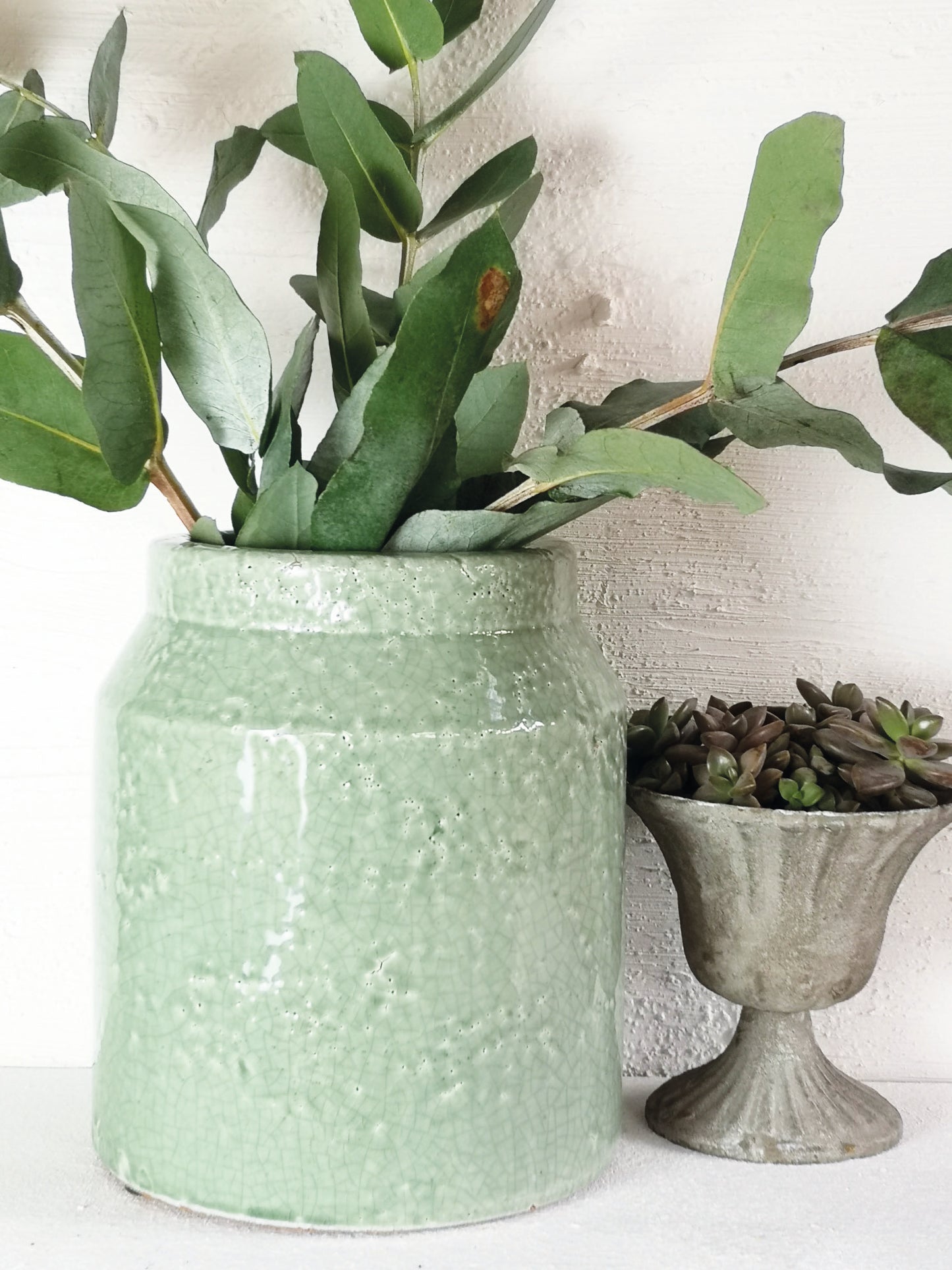 Large Crackle Ceramic Heavy Vase