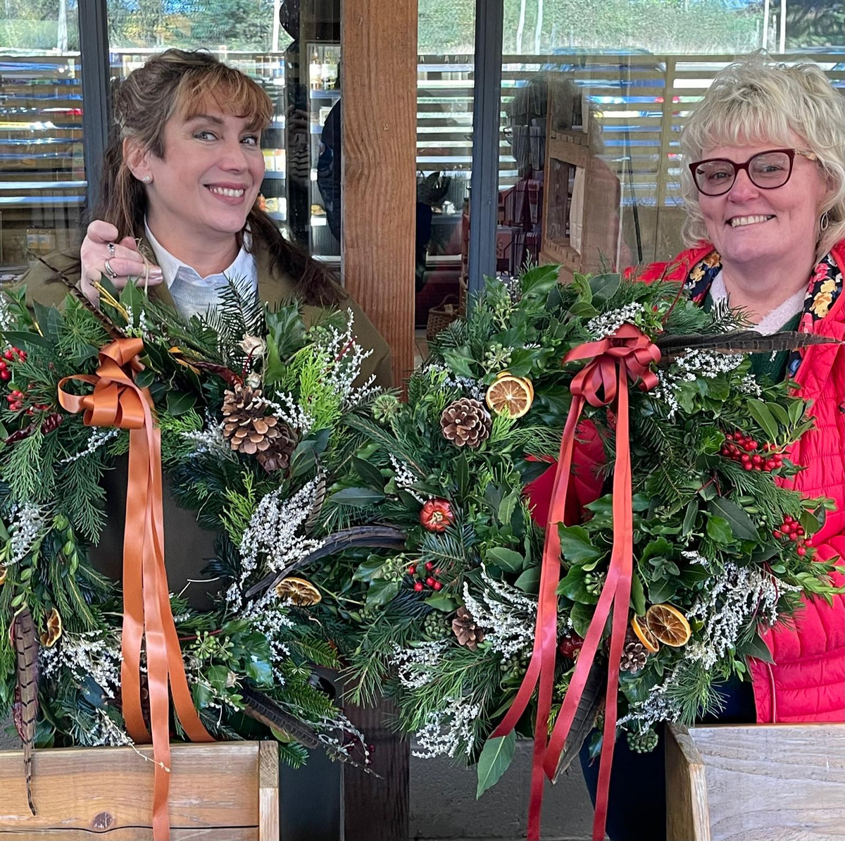 Fresh Christmas wreath making workshop near Ledbury Herefordshire