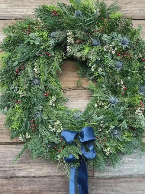 Luxury fresh foliage Christmas door wreath
